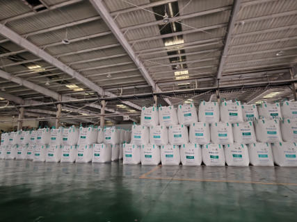 Warehouse of finished recycled-PET product, traceable from intake to output